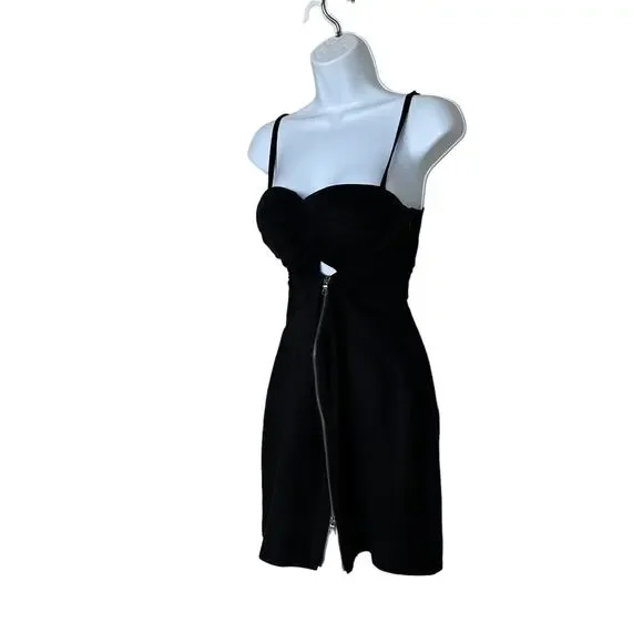 RTA Black Zipper Mini Dress SIZE 6 Slip Club Cutout Designer Revolve $495 NEW - Picture 5 of 12